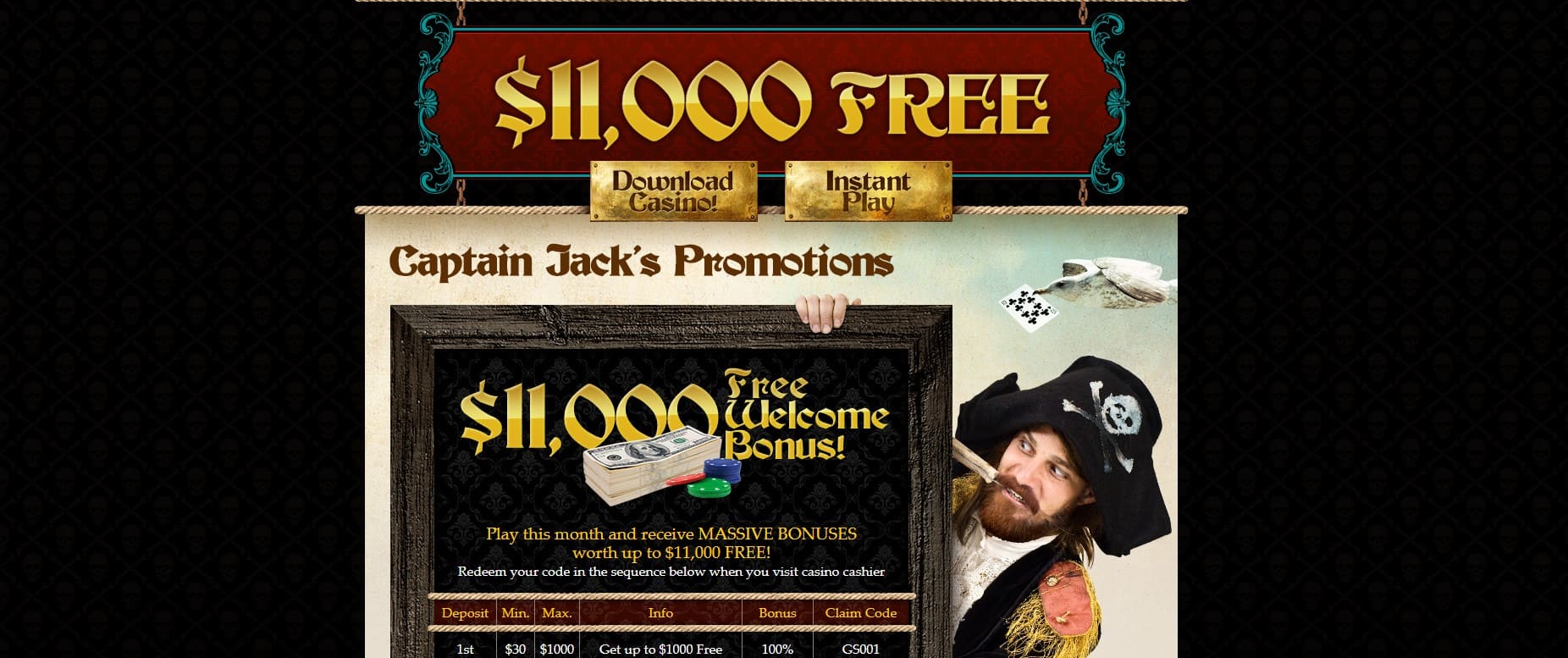 captain jack casino bonuses